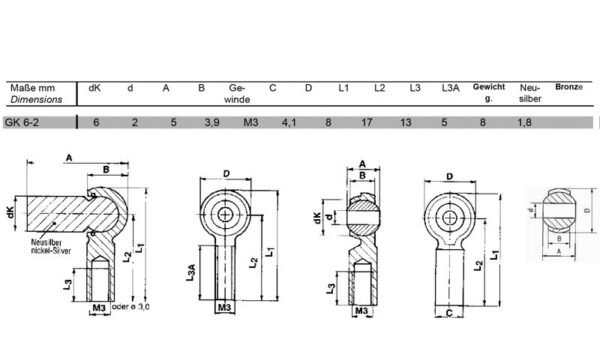 Minibal balljoint M3 GK 6-2 - Afbeelding 2